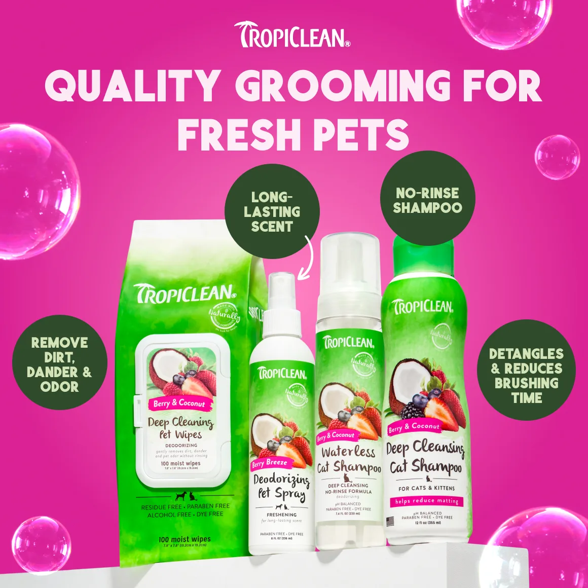 TropiClean Champú para Mascotas — Frutos del Bosque y Coco, 3,78 L 7