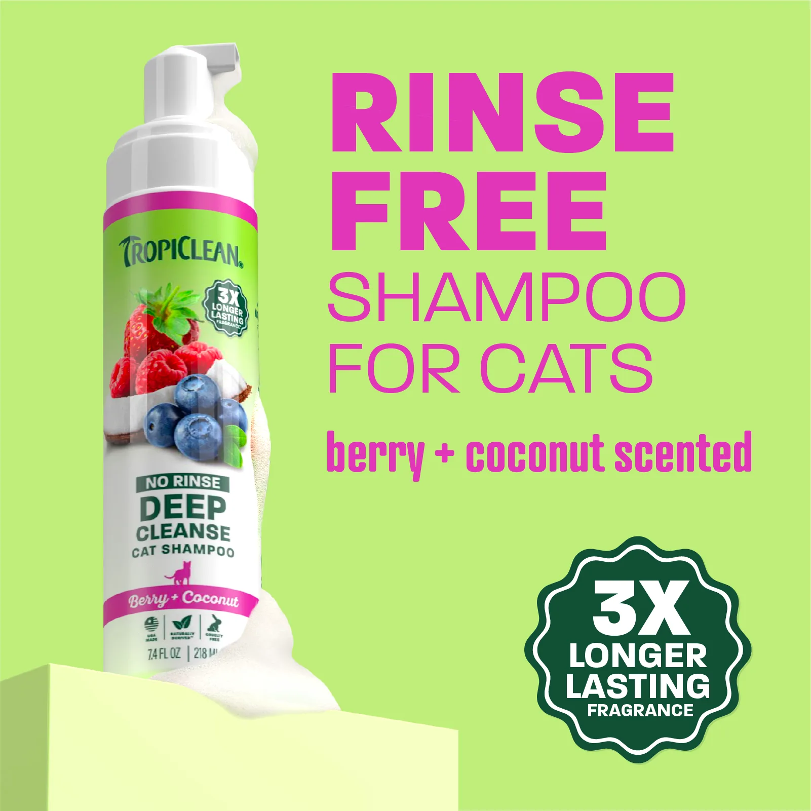 TropiClean Champú Seco de Limpieza Profunda para Gatos — 218 ml