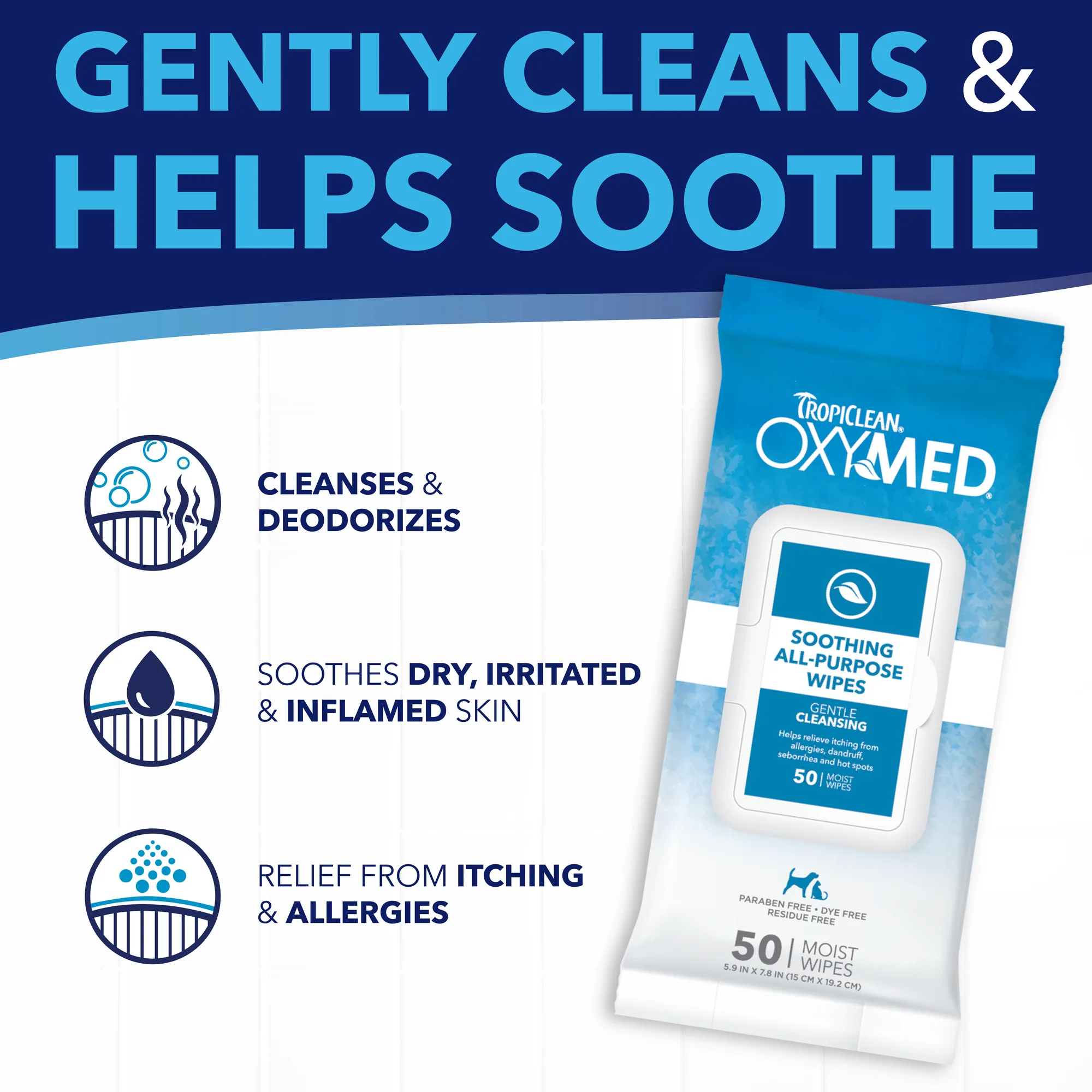 TropiClean OxyMed Soothing Relief Wipes, 50ct - 4 Pack 4