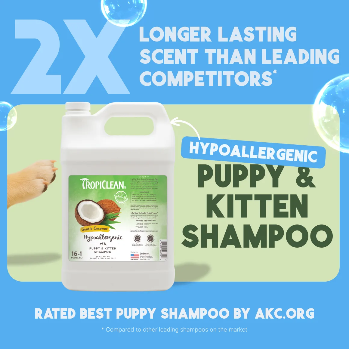TropiClean Champú para Mascotas — Coco Delicado, 3,78 L
