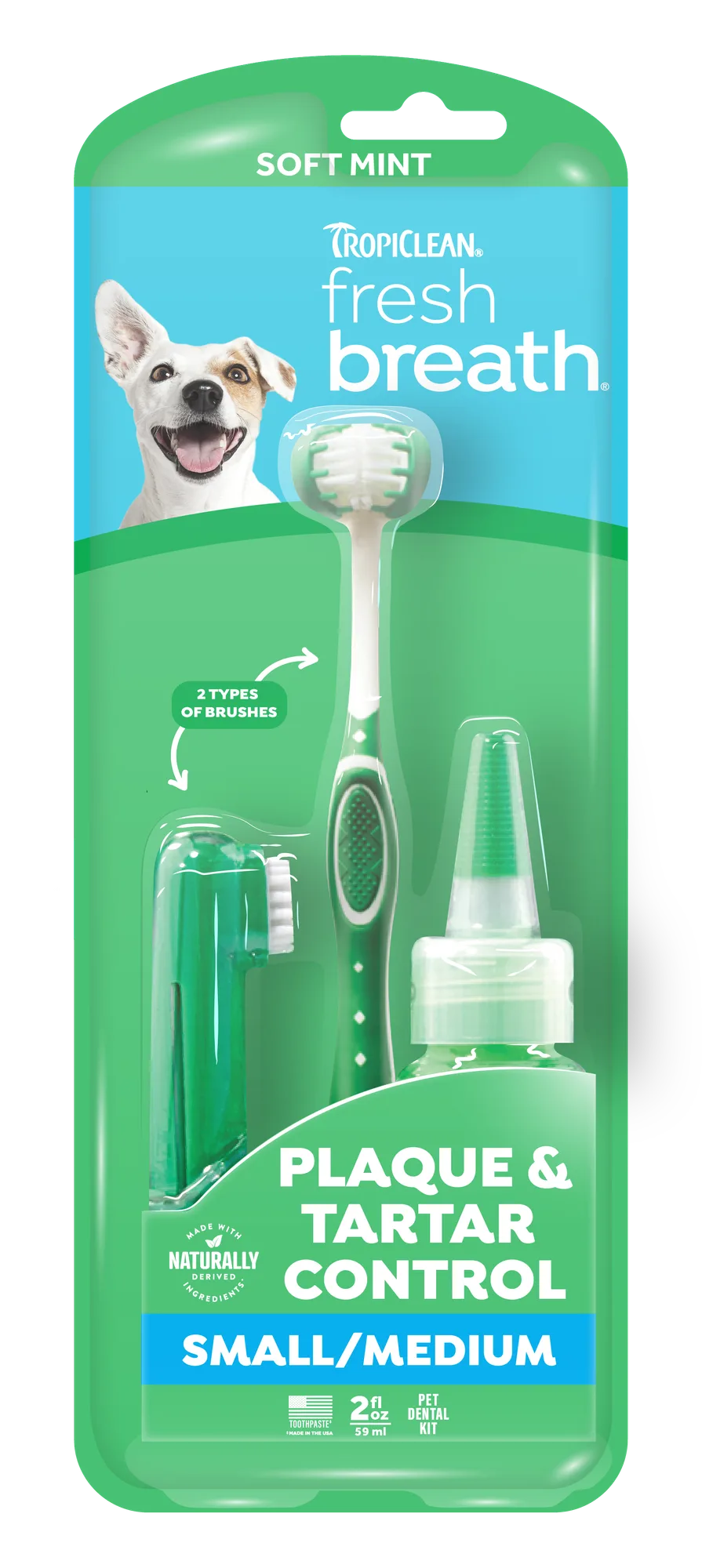 Fresh Breath by TropiClean Kit de Cuidado Bucal para Perros Pequeños — 59 ml