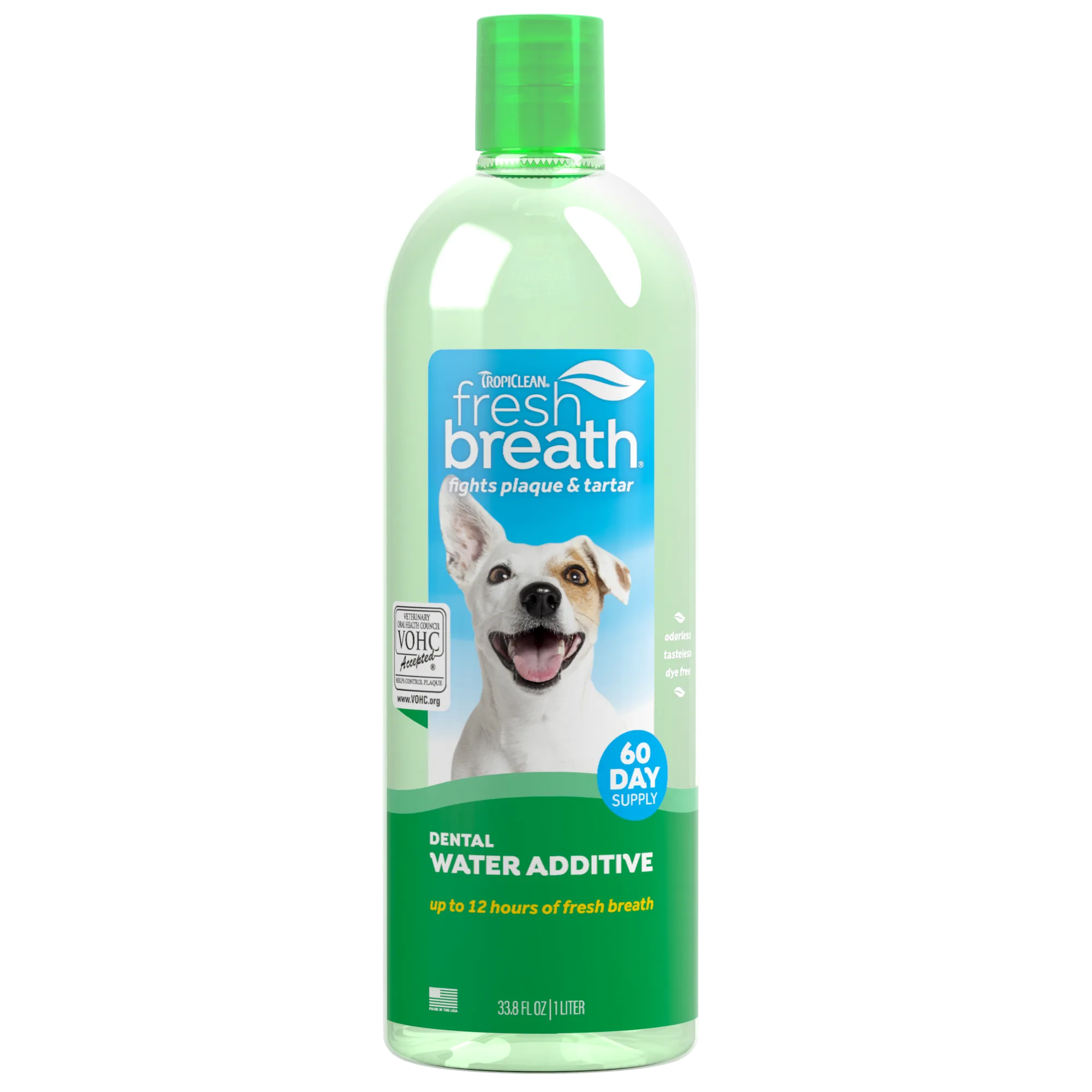 TropiClean Fresh Breath Dental Water Additive for Dogs, 33.8oz