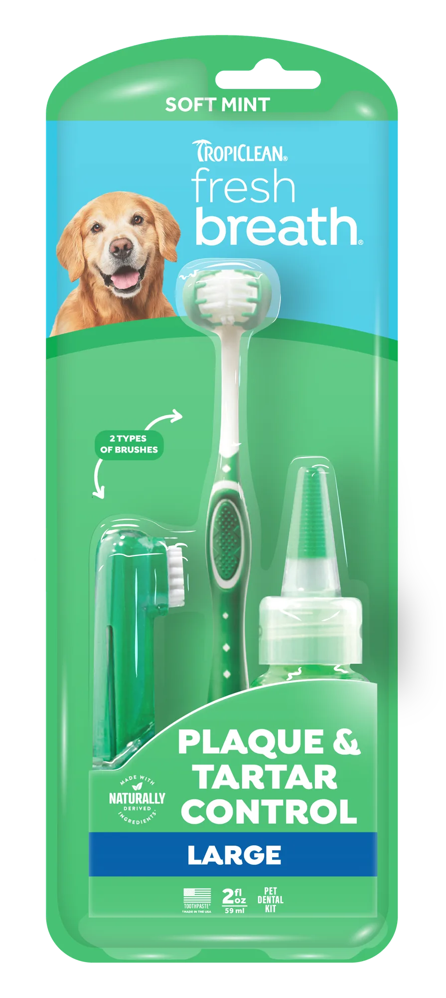 Fresh Breath by TropiClean Kit de Cuidado Bucal para Perros — 59 ml