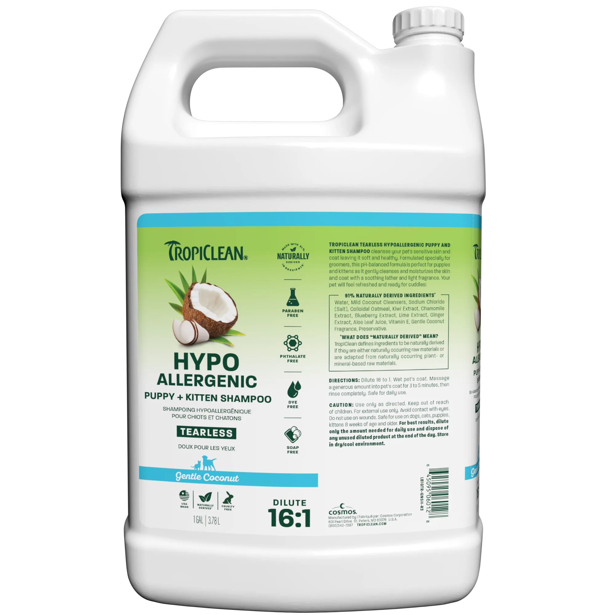 TropiClean Champú para Mascotas — Coco Delicado, 3,78 L