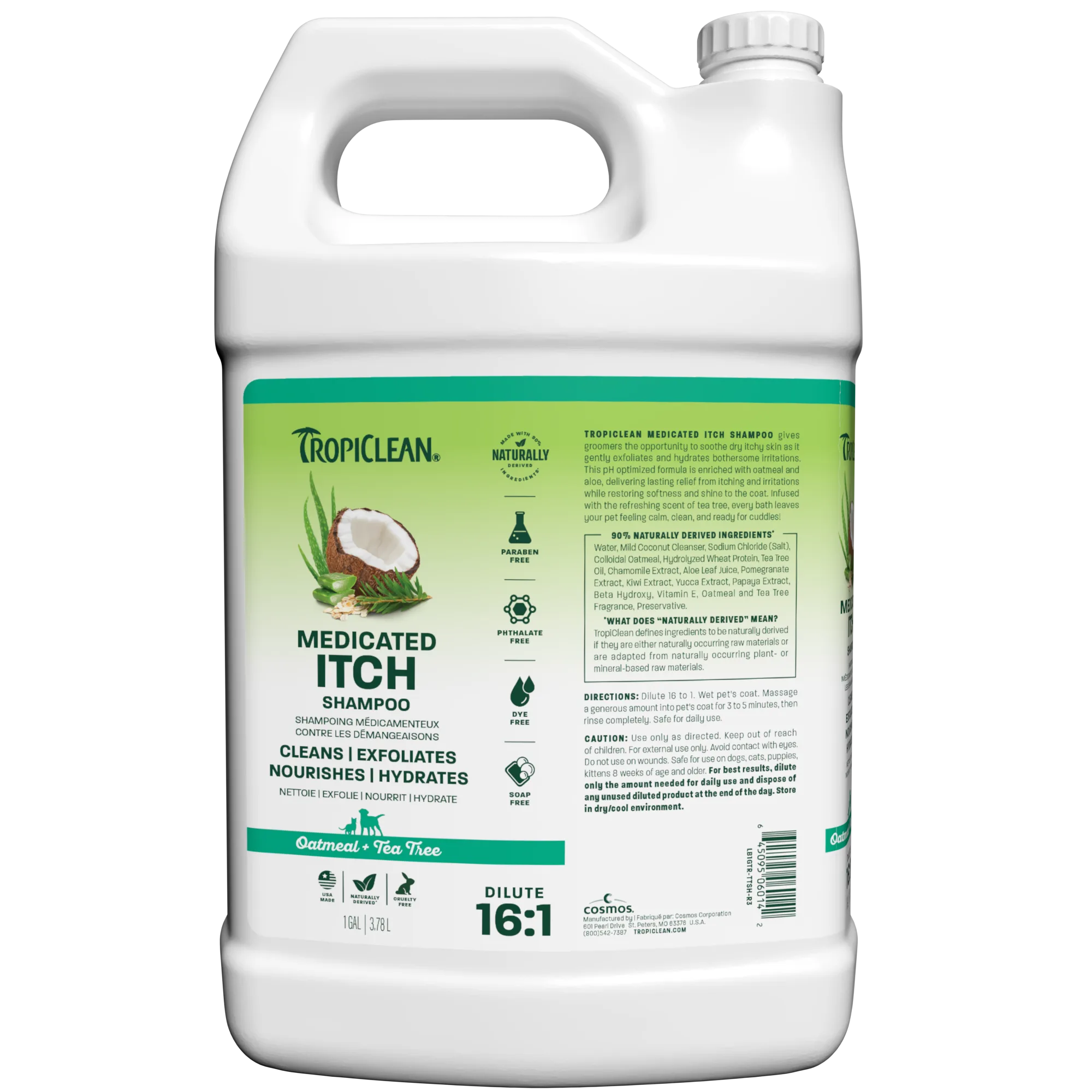 TropiClean Champú para Mascotas — Avena y Árbol de Té, 3,78 L