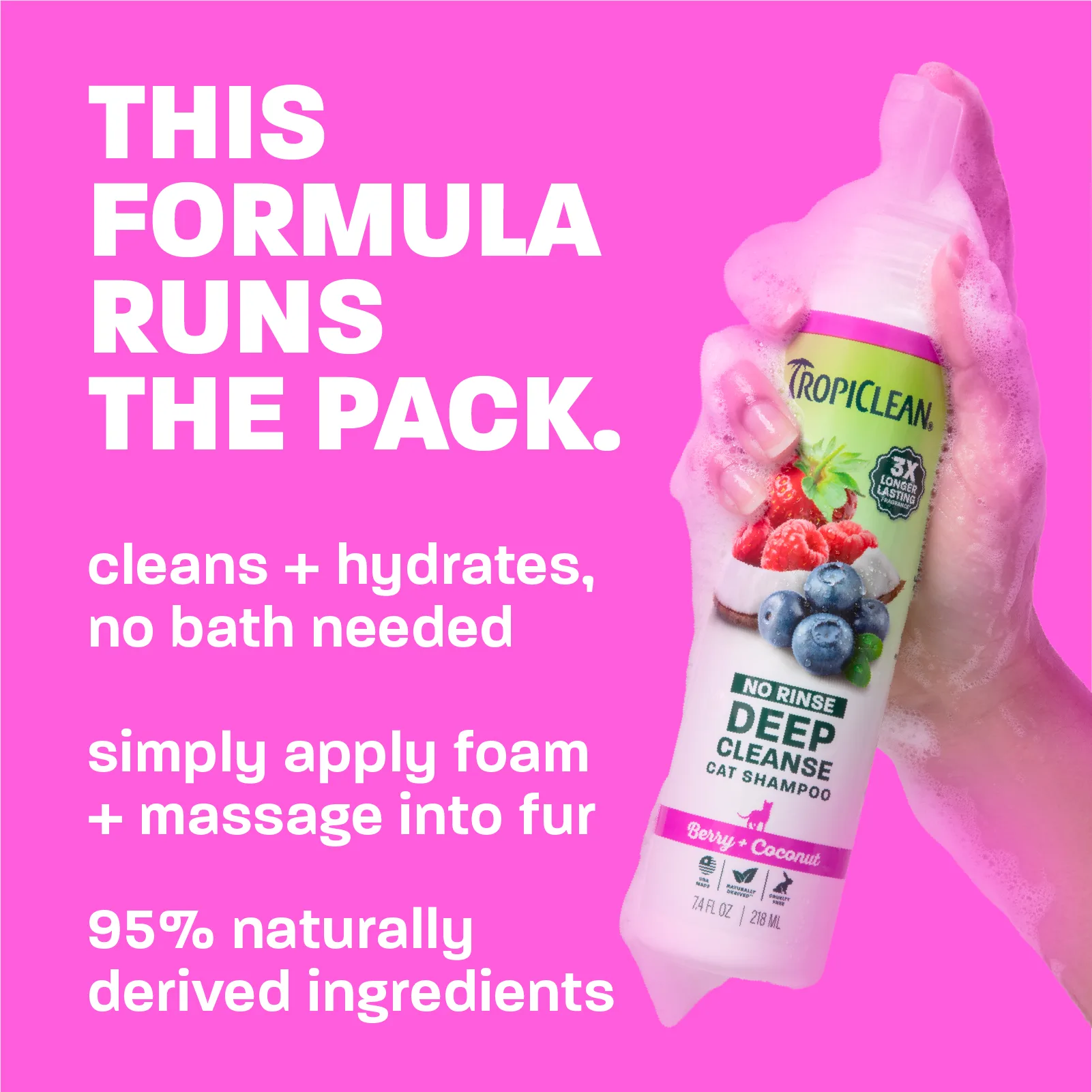 TropiClean Champú Seco de Limpieza Profunda para Gatos — 218 ml 2