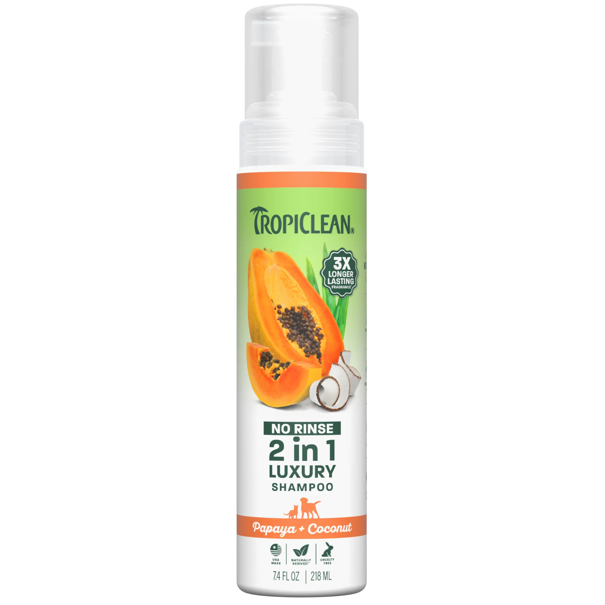 TropiClean Champú Seco Papaya para Mascotas — 218 ml