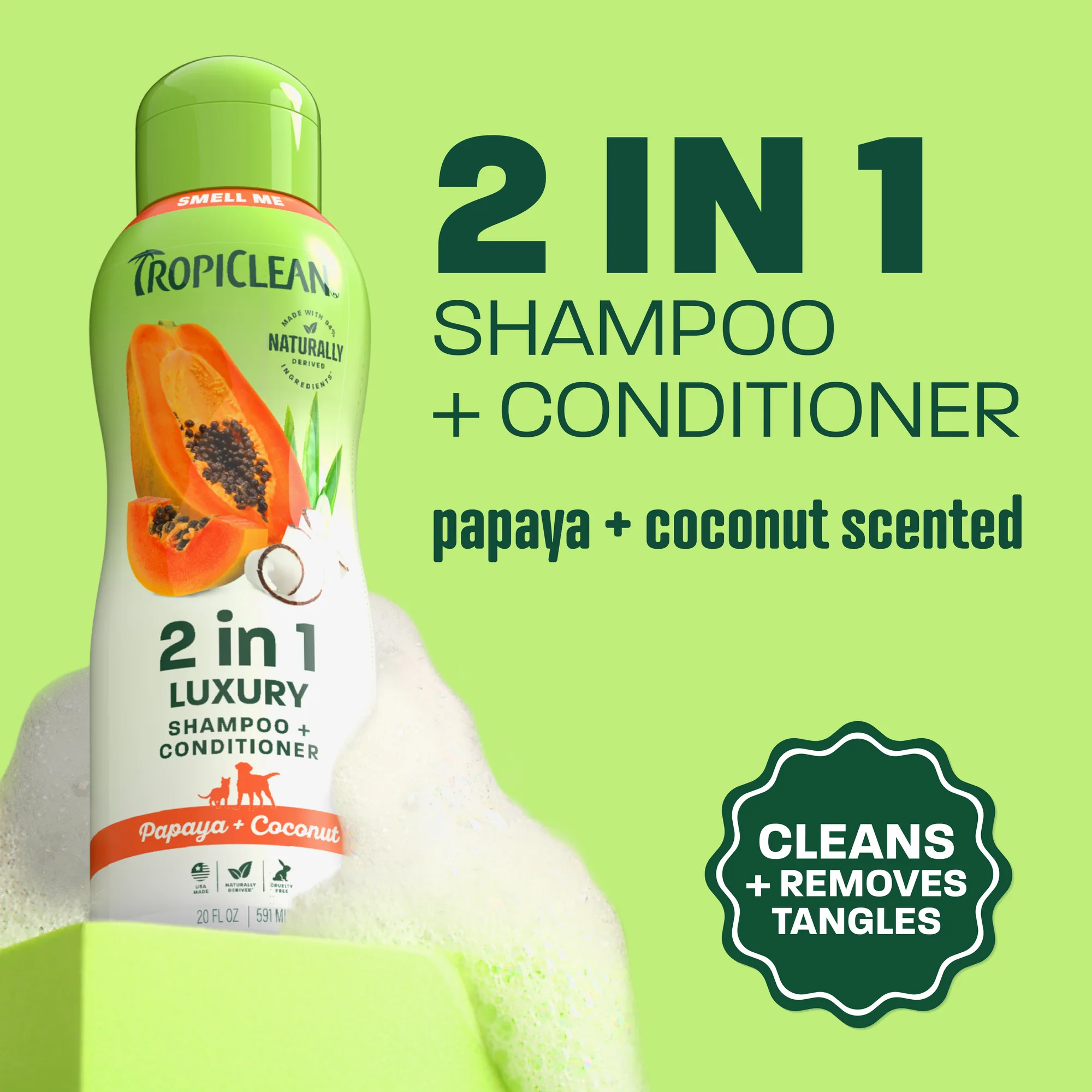 TropiClean Champú para Mascotas — Papaya y Coco, 3,78 L