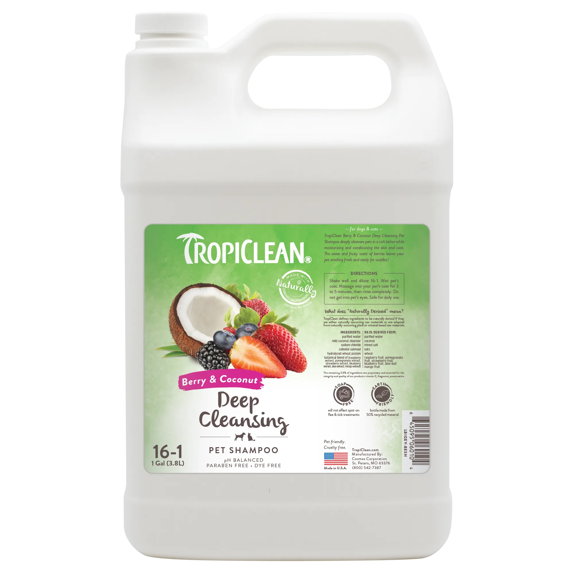 TropiClean Champú para Mascotas — Frutos del Bosque y Coco, 3,78 L