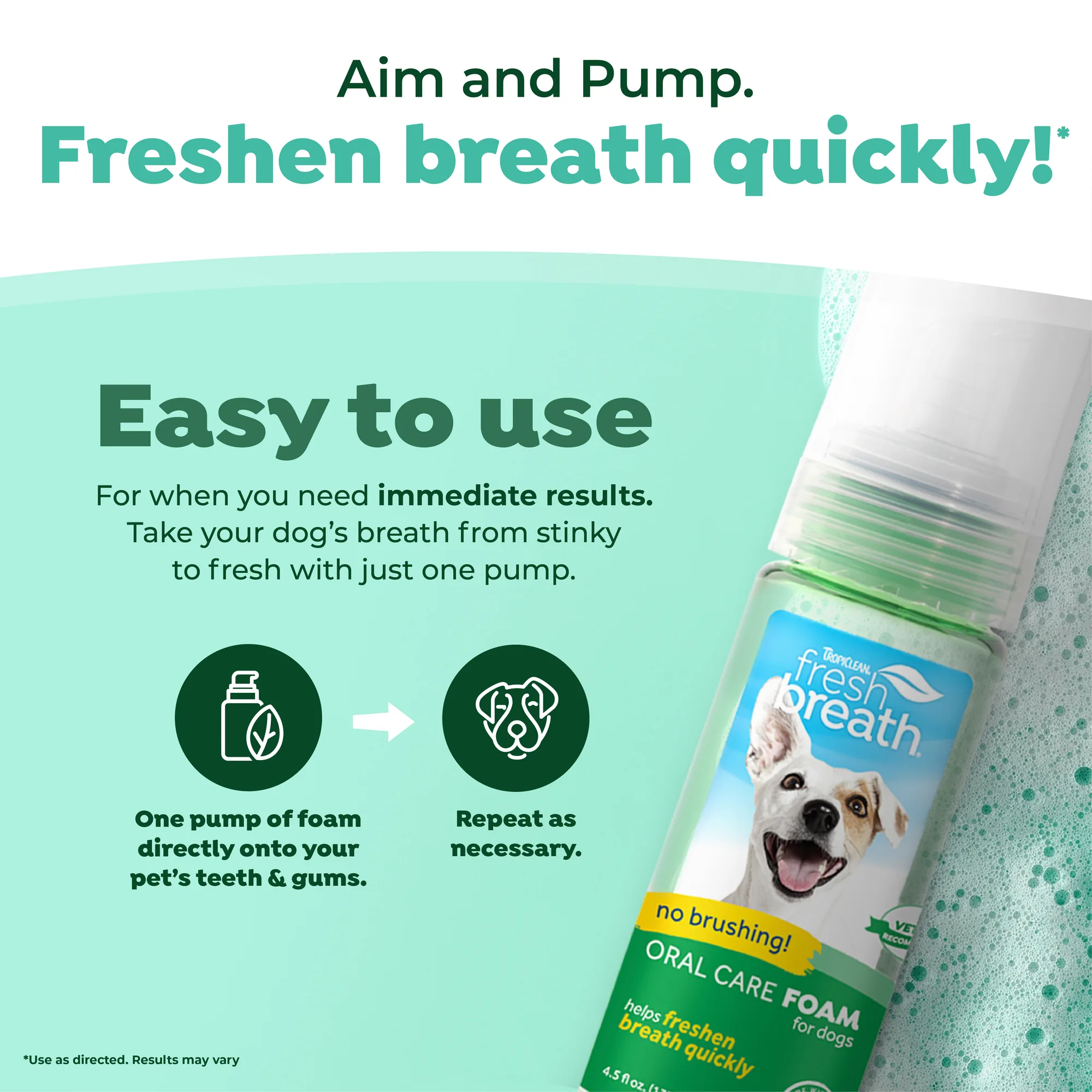 Fresh Breath de TropiClean Espuma de Cuidado Bucal para Mascotas Sabor Menta — 133 ml 3