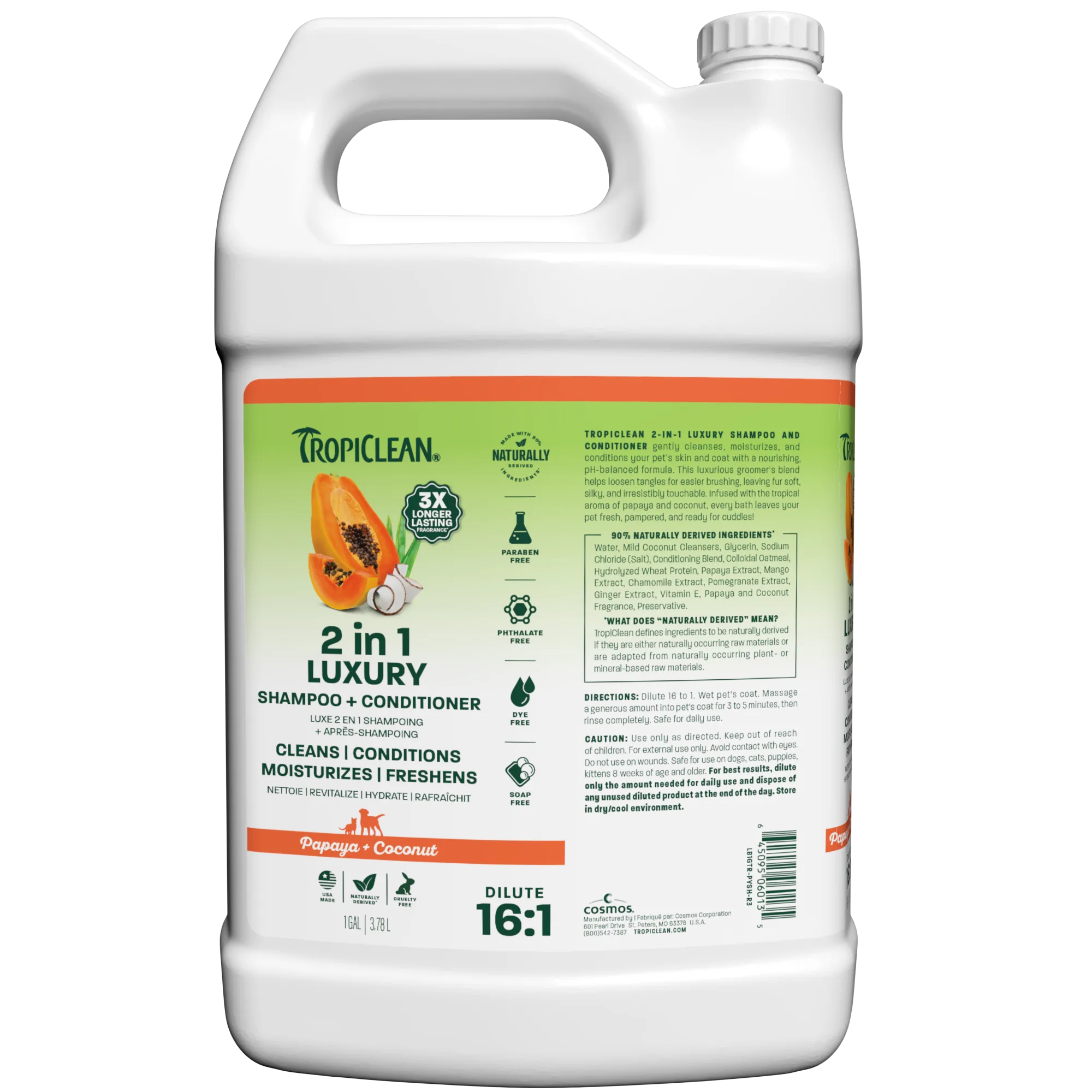 TropiClean Champú para Mascotas — Papaya y Coco, 3,78 L