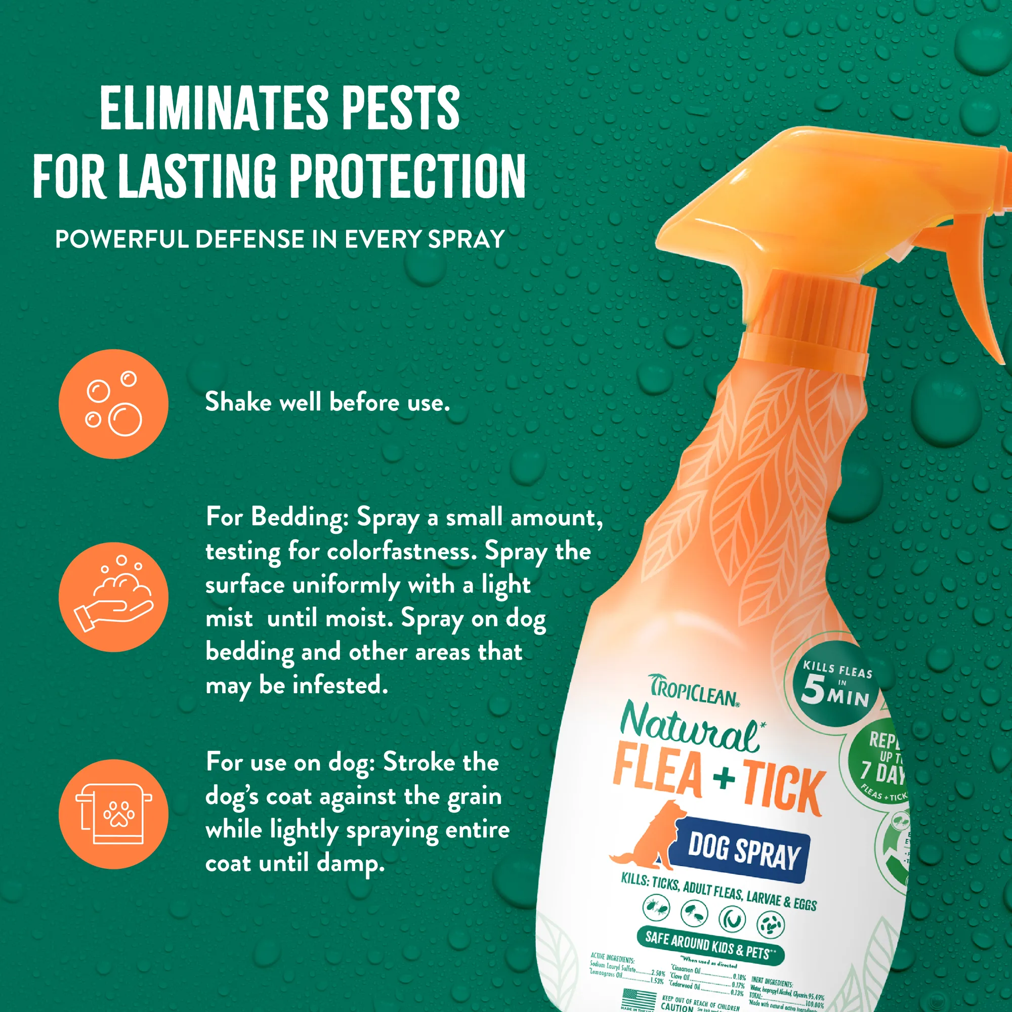TropiClean Spray Anti Pulgas y Garrapatas para Perros y Camas — Aroma Fresco, 473 ml 4